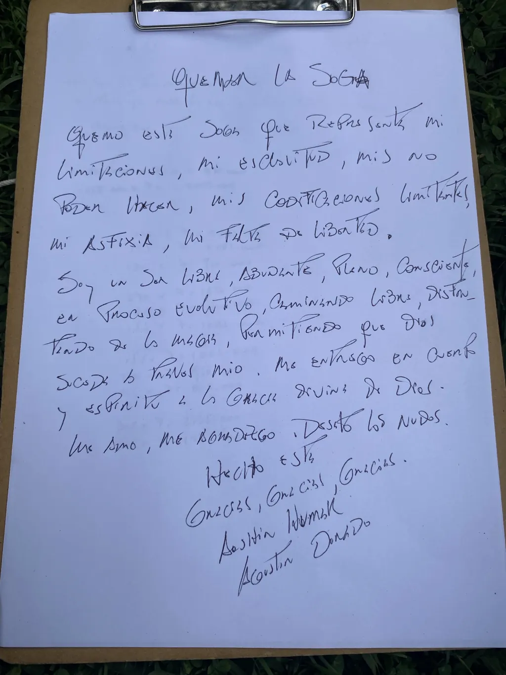 Carta del quemado de la soga.