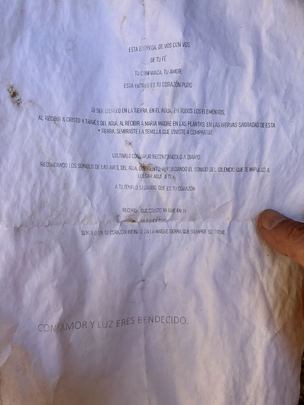 La hoja que encontré cuando bajé al pozo.
