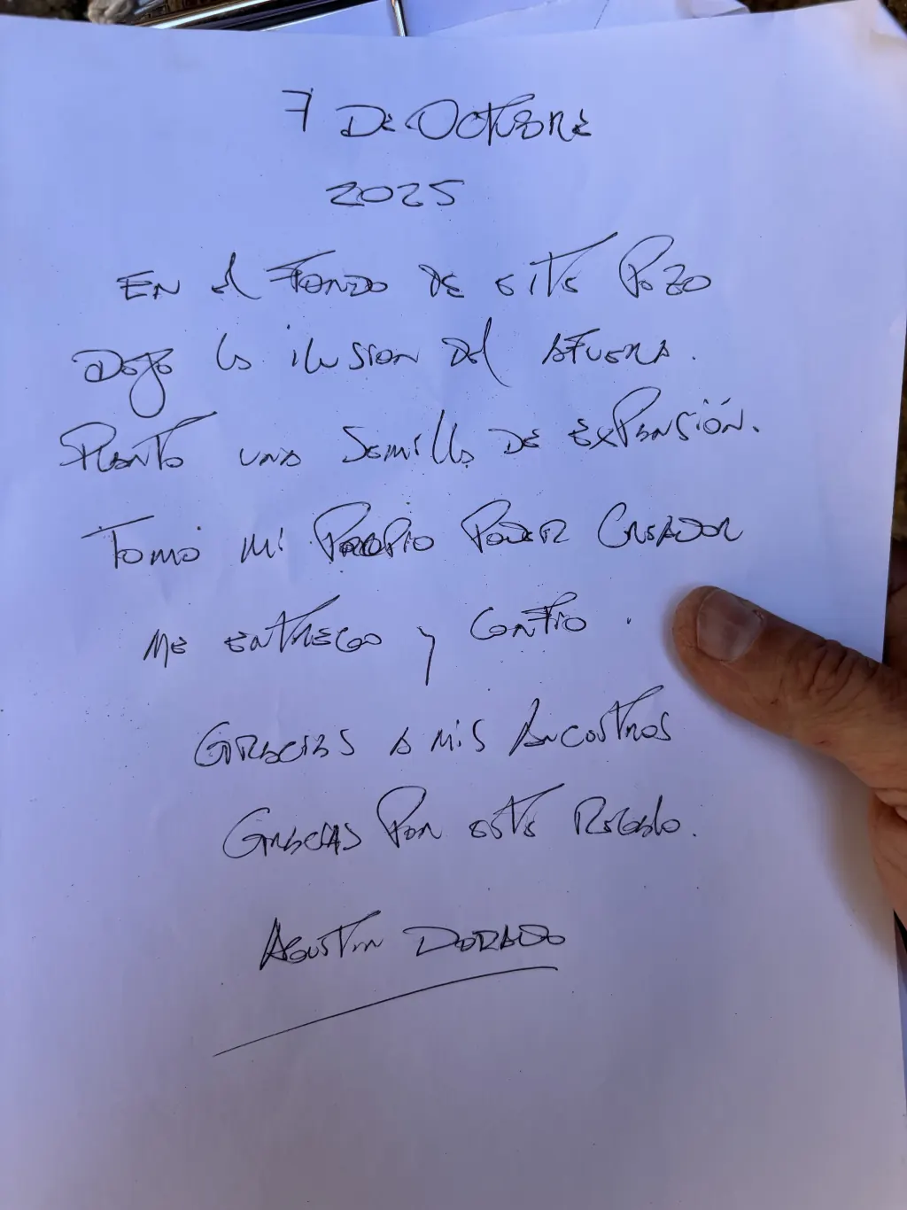 La carta que dejé en el fondo del pozo.
